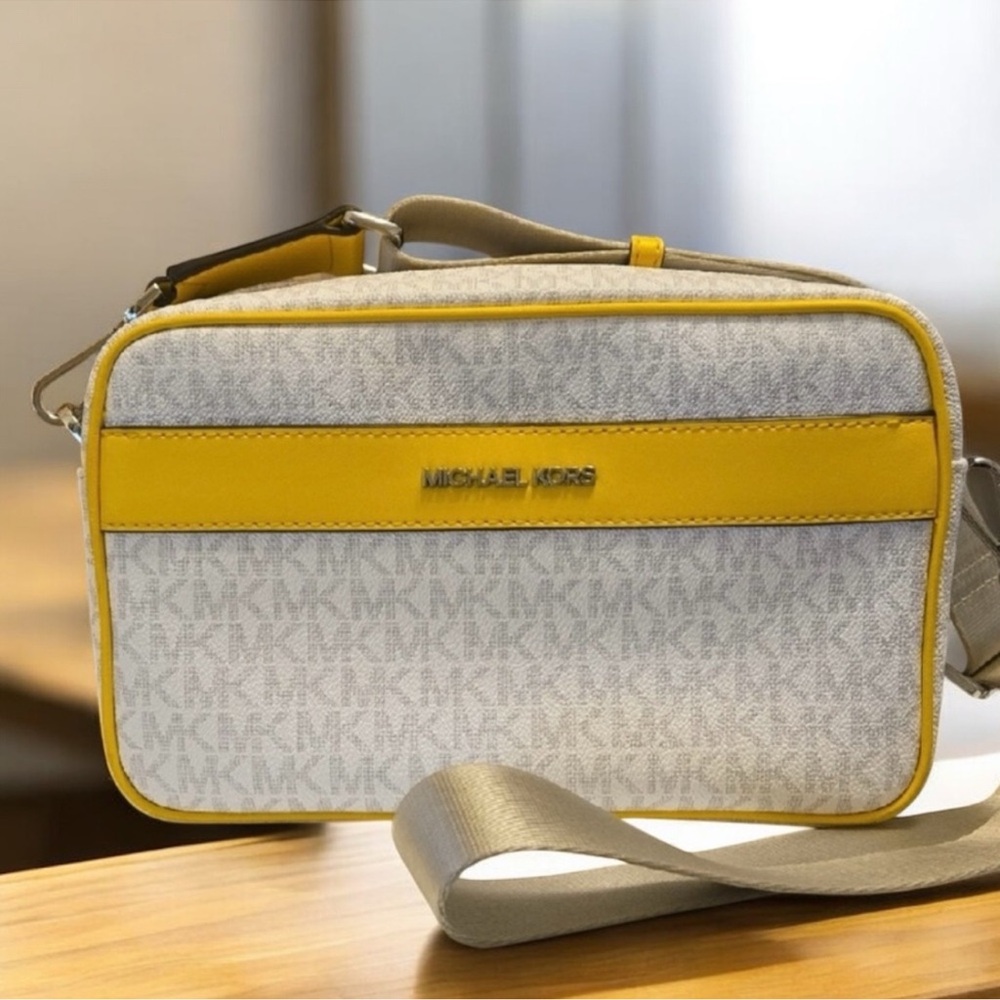Michael Kors Gray and Yellow Messenger Bag